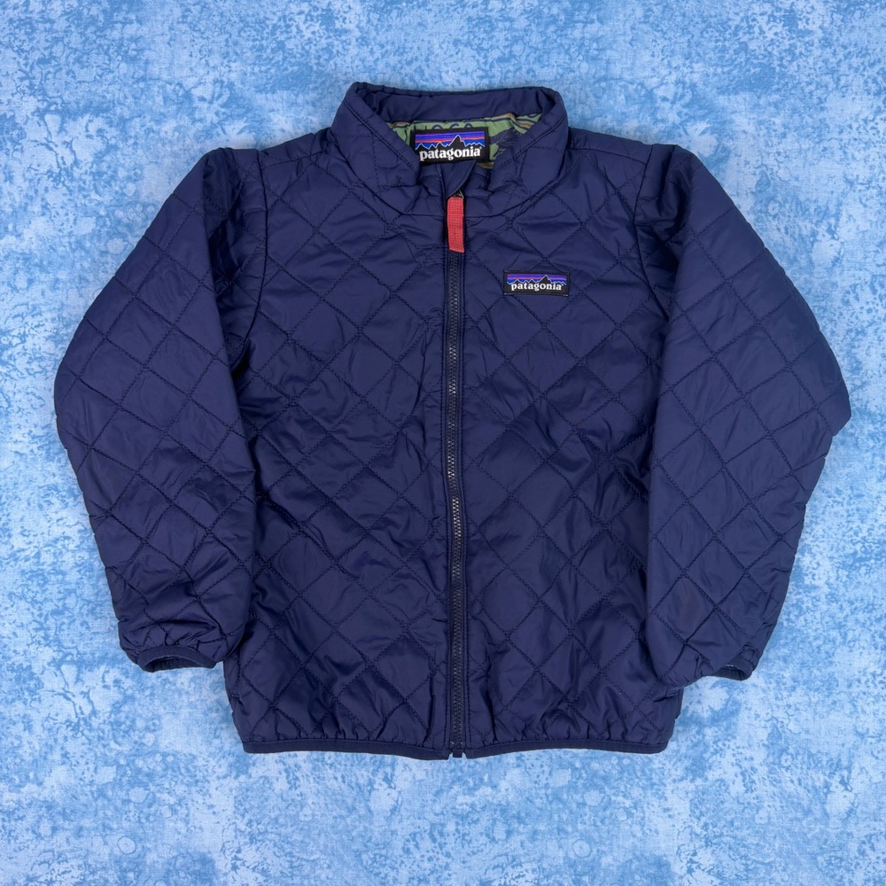 Patagonia Kids 5T Nano Puff Quilted Jacket Navy Blue Fun Hogs Lining